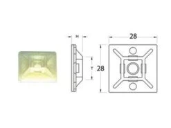 Attaches Adhésives BIHR 28x28mm Blanc Pour Collier Nylon