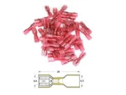 Bout à Bout Femelle Plat à Sertir Thermo-rétractable BIHR Ø0,5mm²/1,5mm² - 50pcs Transparent Rouge